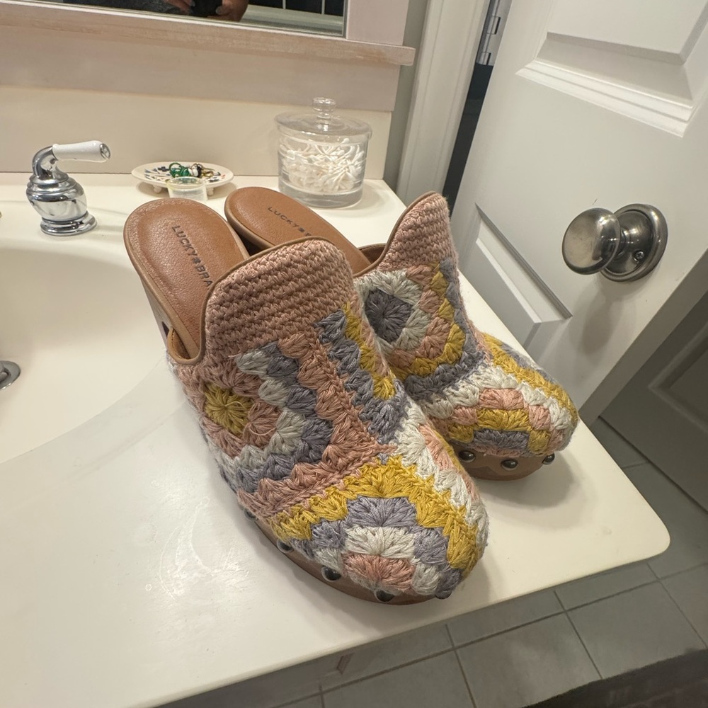 Lucky Brand Crocheted Mules/Clogs Size 10 Like New
